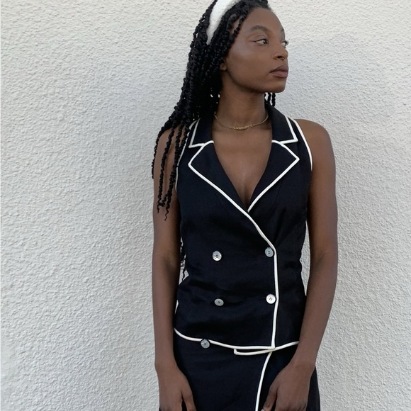 Vintage Valentino Double Breasted Linen Vest - Picture 1 of 6